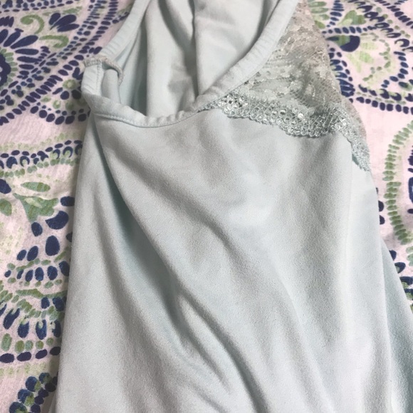 Silky light blue tank top with lace back - Picture 6 of 6